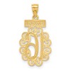 Black Bow Jewelry 14k Yellow Gold and White Rhodium Filigree Sweet 16 Pendant, 13 x 27mm - 3 of 4