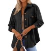Women's Oversized Button Down Shirt Long Sleeve Pocket Casual Shirt Jacket - 2 of 4