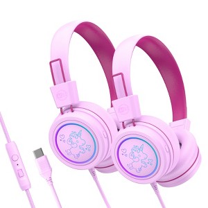 MEE audio KidJamz KJ55U (2 Pack) Safe Listening USB-C Headphones for Kids with LED Lights - 1 of 4