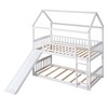 NicBex Twin Over Twin Bunk Bed with Ladder,House-Shaped Loft Bed with Guardrails and Slide for Bedroom,White/Gray - 4 of 4