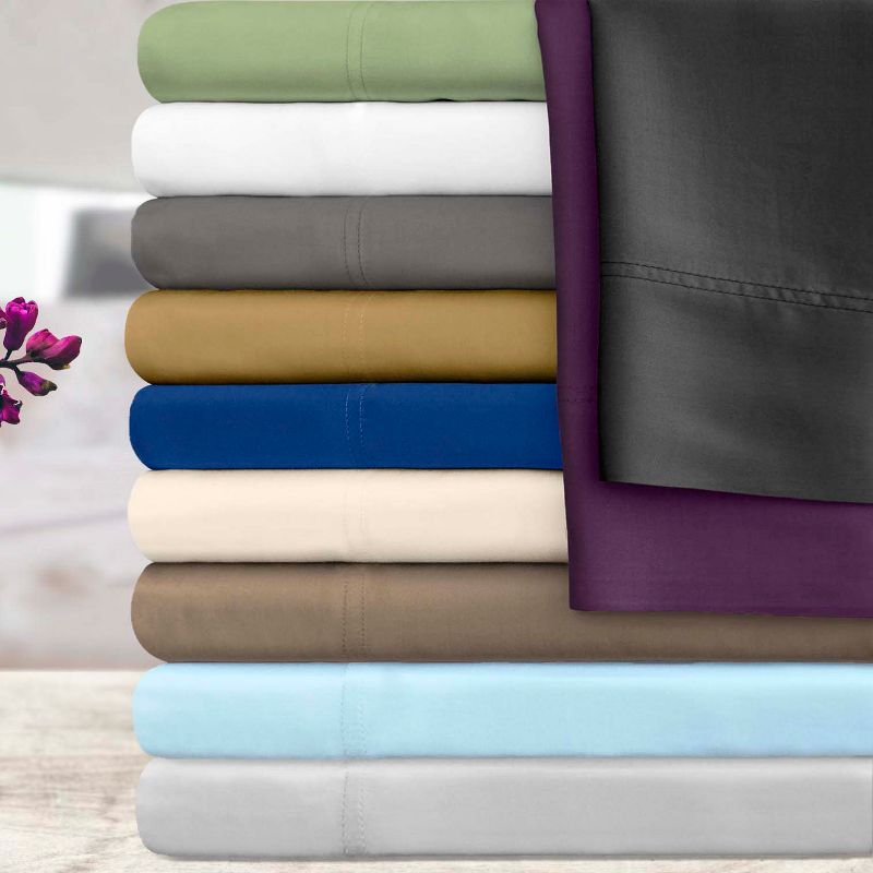 300 Thread Count Rayon From Bamboo Solid Deep Pocket Bed Sheet Set by Blue Nile Mills, 4 of 5