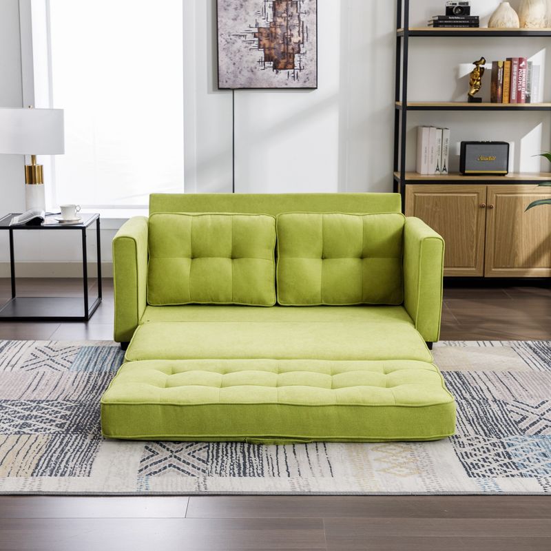 59.4" Upholstered Loveseat Sofa Couch, Pull-Out Sofa Bed with Side Pocket-ModernLuxe, 2 of 16