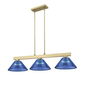 Cobalt Collection Modern Three-Light Billiard Light - 14.25" x 10.5" x 49.5" - 1 of 4