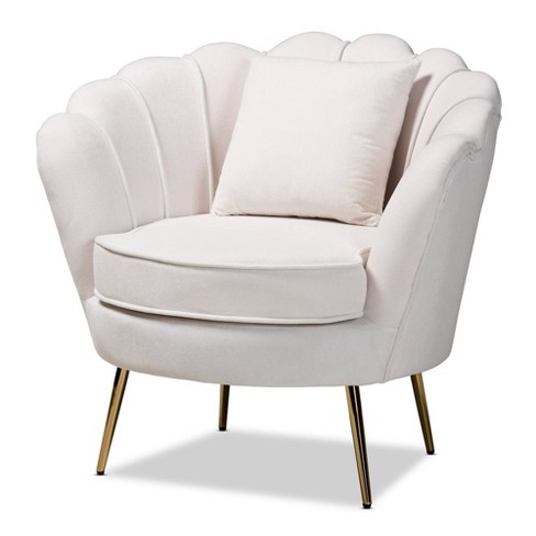 Garson Velvet And Metal Accent Chair Beige gold Baxton Studio