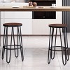 24-Inch Bar Stools - Backless Barstools with Hairpin Legs, Wood Seat - Kitchen or Dining Room - Modern Farmhouse Barstools by Lavish Home (Set of 4) - 2 of 4