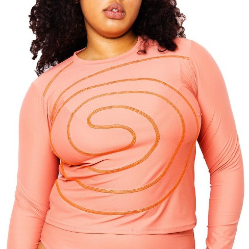 Women's Alyssa Long Sleeve Spiral Swim Shirt - MIGA Swimwear - XS - Rose