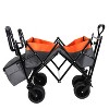 Grungis 39"H Wagon Storage Cart with Push Handle,Collapsible Shopping Wagon Cart with Canopy,Utility Cart with All-Terrain Wheels for Camping,Black - 2 of 4