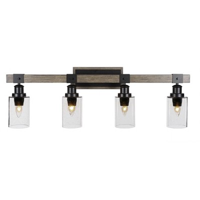 Toltec Lighting Tacoma 4 - Light Vanity in  Black/Painted Wood with 4" Clear Bubble Shade