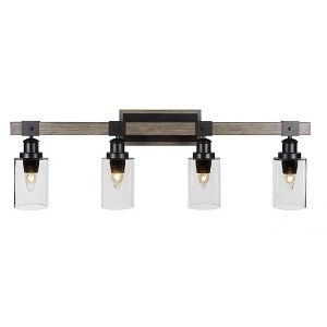 Toltec Lighting Tacoma 4 - Light Vanity in  Black/Painted Wood with 4" Clear Bubble Shade - 1 of 1