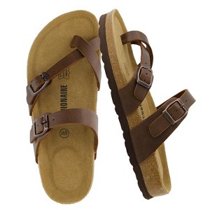 CUSHIONAIRE Luna Cork Footbed Women's Sandals-Comfortable Slip-On Slides with Adjustable Straps & Memory Foam|Beach Essential Summer Sandals for Women - 1 of 4