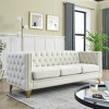 AENKYO 67" Velvet Chesterfield Sofa, Tufted Button-Tufted 3-Seater Couch with Metal Legs for Living Room, Beige/Balck/Gray - 2 of 4