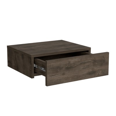 GlasFlength Nightstands Wall Mounted Bedside Table Storage Nightstand Floating Nightstand with Drawer for Room, Brown, 13.4"*15.7"*5.1"