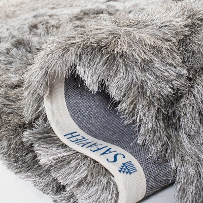 Silver Hand-Tufted Square Shag Area Rug