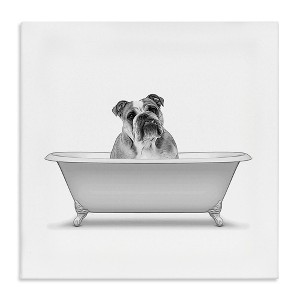 Stupell Industries English Bulldog Dog Bath Tub, 30" x 30" - 1 of 4