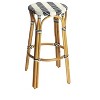 HomeRoots 30" Blue and White and Natural Heavy Duty Rattan Backless Bar Height Bar Chair - 4 of 4