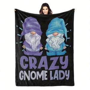 Lomsoe Christmas Ultra-SoftFlannel Blanket Whimsical Gnome Design with Purple Blue Hats Gift for Christmas - 1 of 4