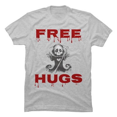 Men's Design By Humans Free Hugs Evil Scary Grim Reaper Halloween Gift By pipetro T-Shirt