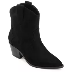 Journee Collection Womens Becker Pointed Toe Stacked Western Booties, Black 9.5