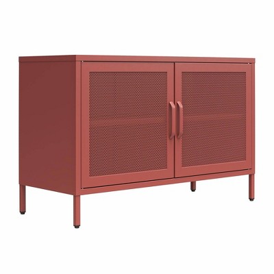 Terracotta Metal Mesh 2-Door Adjustable Storage Cabinet