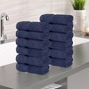 Zero Twist Cotton Solid Chevron Dobby Border Super Soft Face Towel Washcloth Set of 12 by Blue Nile Mills - 2 of 4