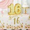 Blue Panda 3-Pack Sweet 16 Birthday Party Supplies, Tablecloths for Girls 16th Birthday Table Decorations, Pink and Gold Party Supplies, 54x108 in - 2 of 4