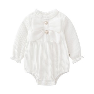 MyKids-USA Baby Solid Color Big Bow Patched Design Beautiful Princess Onesies - 1 of 4