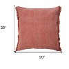 HomeRoots 20" Dusty Rose Cotton Throw Pillow with Fringe - 3 of 4