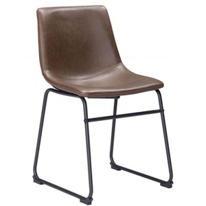 Dining Chair 31.3" H (Set of 2) – Vintage Espresso, Faux Leather Upholstery & Black Steel Legs by Zuo Modern - 1 of 4