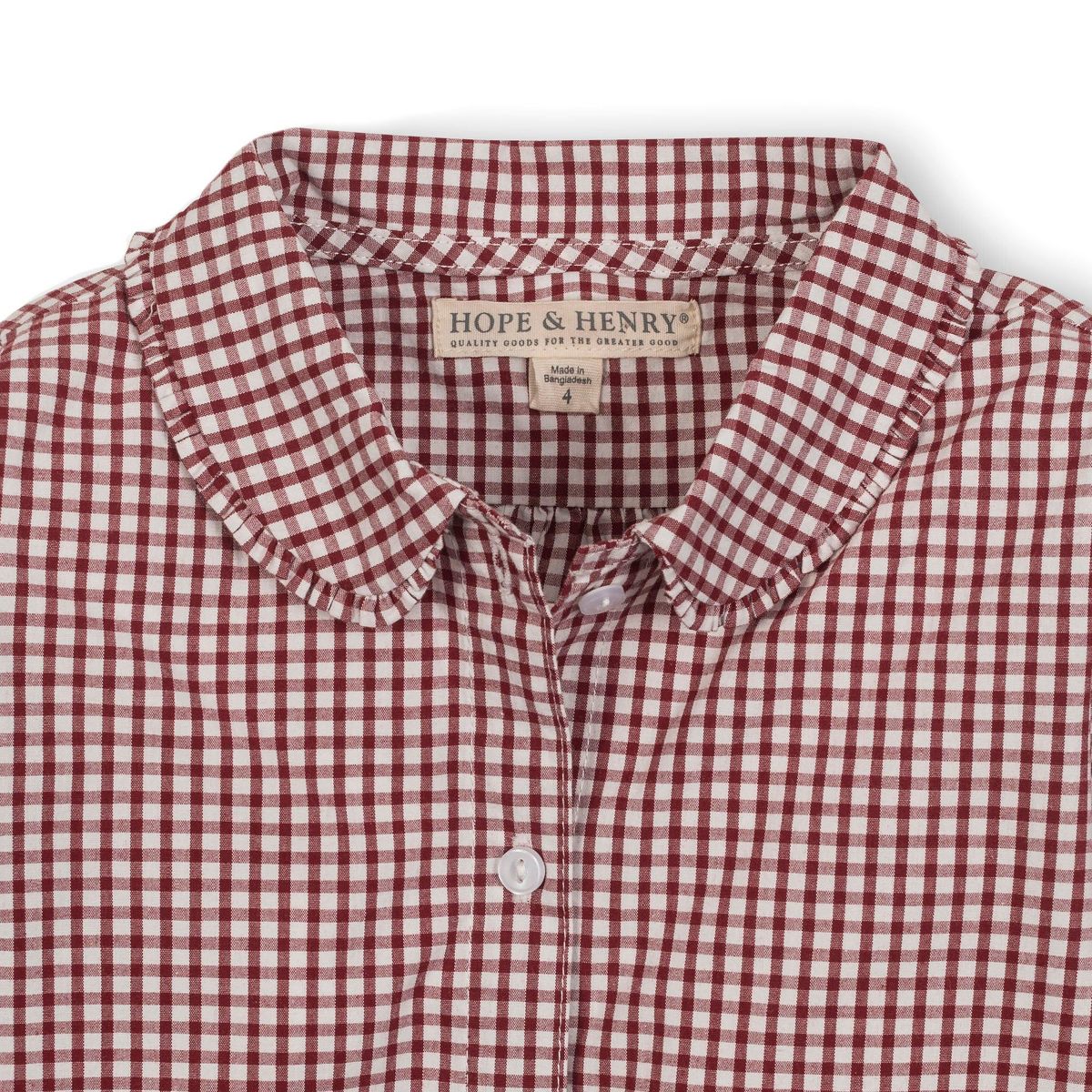 Girls' Organic Button Down Peter Pan Collar Top, Kids - thumbnail 2