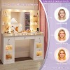 Petrimins 43"W Makeup Vanity Desk with Mirror and 3 Colors LED Lights, Glass Top Dressing Table with 7 Drawers, Vanity Table Set - 3 of 4