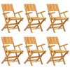 vidaXL Solid Teak Wood Patio Dining Set - 7-Piece Rectangular Table & Folding Chairs Collection with Parasol Hole for Outdoor/Deck/Garden - 3 of 4