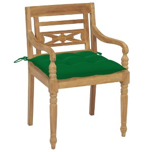 vidaXL Outdoor Patio Seating - 8X Solid Teak Batavia Lounge Chairs with Green Cushions - Durable, Weather-Resistant Garden Seating - 1 of 4