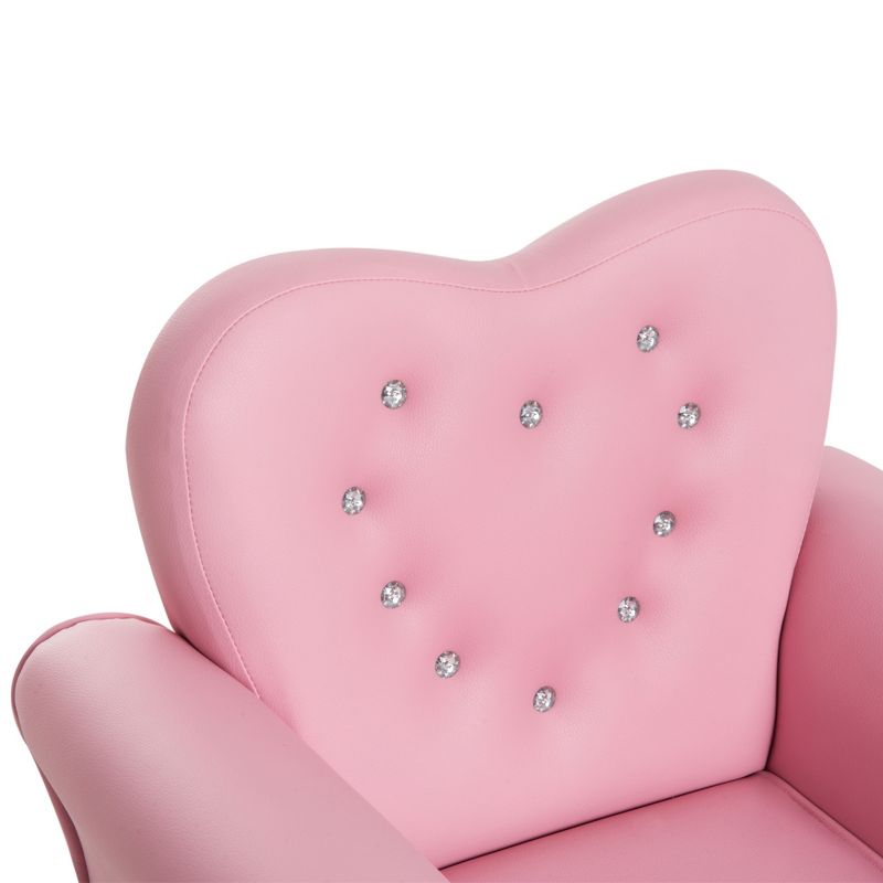 Qaba Kids Sofa Toddler Tufted Upholstered Sofa Chair Princess Couch Furniture with Diamond Decoration for Preschool Child, Pink, 5 of 9