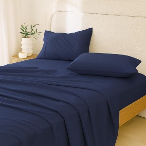 Rug Branch California Cotton Club Sheet Set – 600 Thread Count, 100% Long-Staple Cotton, Soft Sateen Weave - Navy - 1 of 4