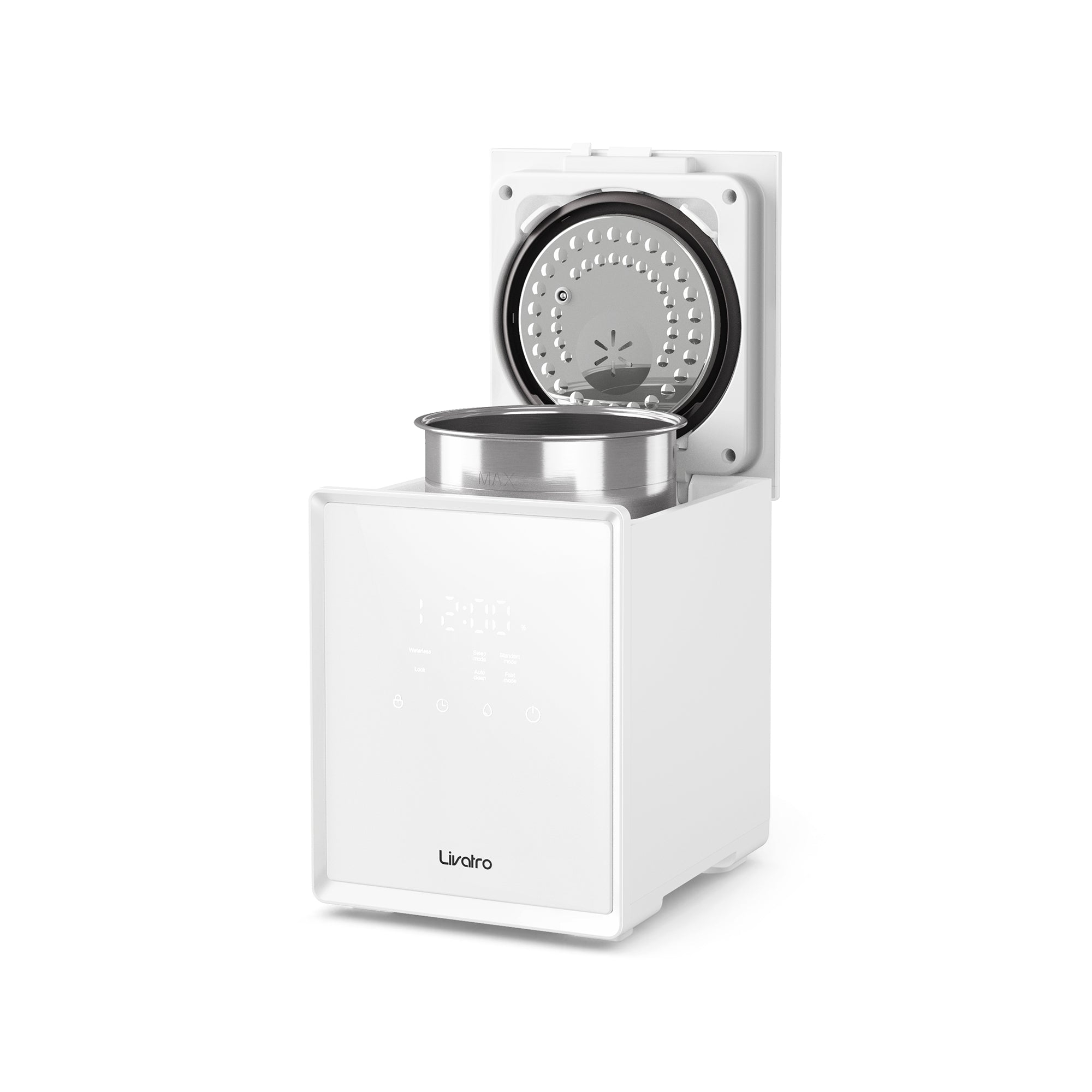 Livatro 3L Stainless Steel Warm Mist Humidifier, Easy Clean, Warm Steam, Sleep Mode & Auto-off, Healthy Air for Bedroom & Living Room White 3L