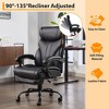 Ergonomic Office Chair, High-Back Genuine Leather Executive Chair, Height Adjustable, Folding Armrests, Swivel Computer Chair for Home Office - 4 of 4