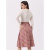 INSPIRE CHIC Women's Vintage Plaid High Waist Pleated A-Line Midi Skirt - 4 of 4