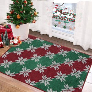 Christmas 2'x3' Entryway Rug Machine Washable Rugs Indoor Door Mat Front Door Rug Snowflake - 1 of 4