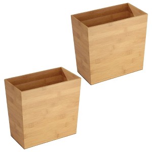 iDesign Set of 2 Small Rectangular Bathroom Trash Cans - Natural - 1 of 4