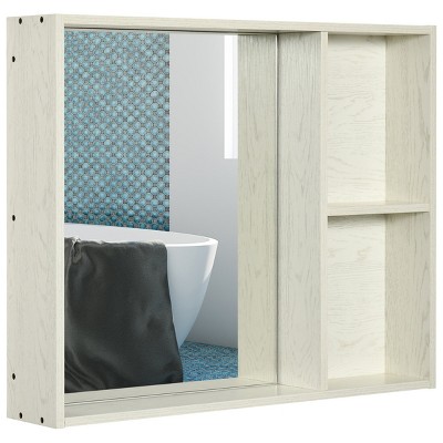 GlasFlength Decorative Wall Mirrors Vanity Mirrors Open Shelves Bathroom Decor Cabinet Accent Mirror for Bathroom Wall, White, 31.5"*6"*25.5"