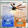 Modern Ceiling Fan with Lights and Remote Large 52 Inch Farmhouse Ceiling Fan with 8 Double Side Wood Blades  Reversible DC - 2 of 4