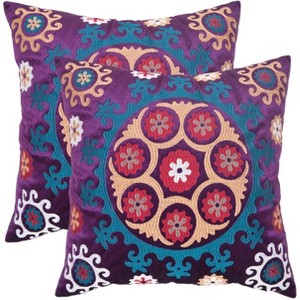 Vanessa Pillow (Set of 2) - Gold/Purple - 22"X22" - Safavieh - 1 of 2