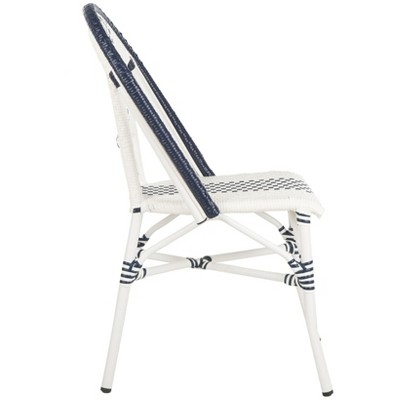 Zoya 18" Navy and White Wicker Side Chairs, Set of 2