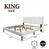 Dexmalle Linen Fabric  Bed Frame with Geometric Upholstered Headboard - 4 of 4