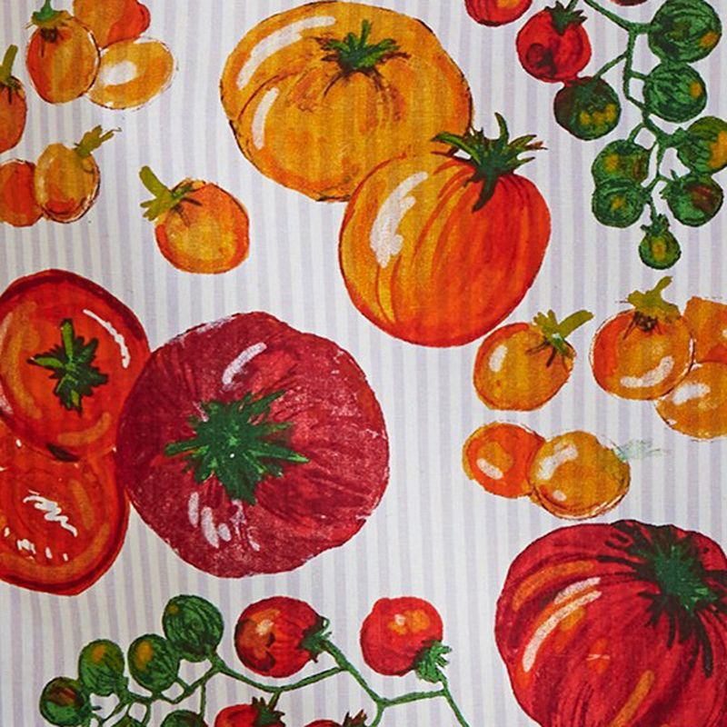 tagltd Set of 2 Heirloom Tomato Print with Coordinaton Plum and Yellow Plaid Cotton   Kitchen Dishtowels 26L x 18W in., 2 of 4