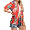 Nlife Womens Button Down Hawaiian Shirts Short Sleeve Floral Print Summer V Neck T-Shirt Casual Summer Beach Blouses Tops - 4 of 4