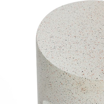 Ivory White Cement U-Shaped Outdoor Side Table