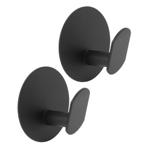 Unique Bargains Round Adhesive Hooks Black 2 Pcs - 1 of 4