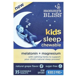 Mommy's Bliss Kids Sleep Chewable, Melatonin + Magnesium, 3 Yrs+, Natural Grape, 35 Chewable Tablets - 1 of 4