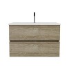 FAMYYT 30 in. Single Sink Floating Rough Oak Bath Vanity with White Ceramic Top, 2 Soft Drawers - 3 of 4